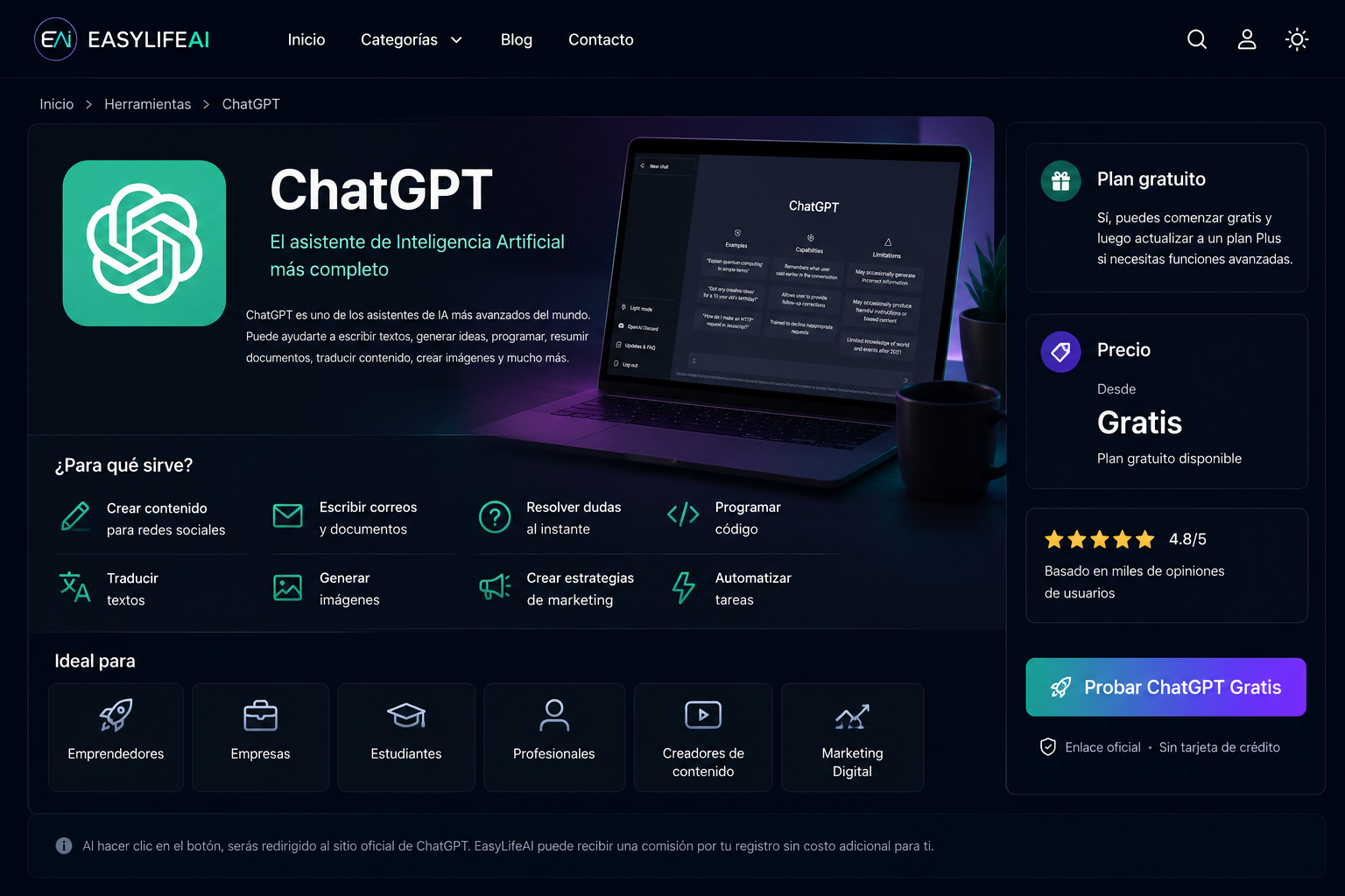 ChatGPT - El asistente de Inteligencia Artificial más completo